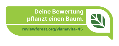 reviewforest.org Text mit der Aufforderung, durch Bewertungen Bäume zu pflanzen. Webseite angegeben.