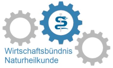 Wirschaftsbündnis Naturheilkunde Logo des Wirtschaftsverbands Naturheilkunde mit Zahnrad- und Schlangenmotiv.